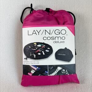 Lay-n-Go Cosmo Deluxe 22" Travel Cosmetic Makeup Bag - Drawstring Washable Pink